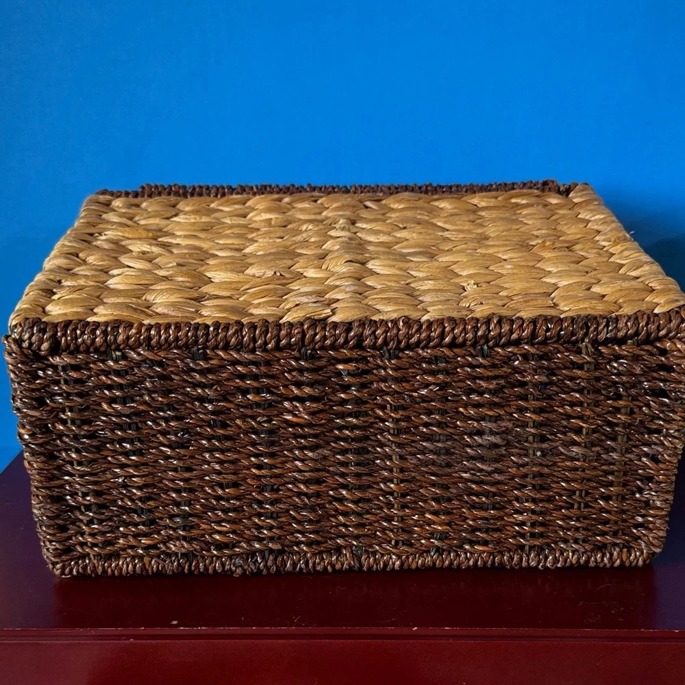Vintage Woven Storage Basket - Brown